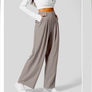 Halara Flex High Waisted Plicated Side Pocket Wide Leg Waffle Work Pants